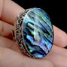 Zilveren ring met grote Abalone schelp bewerkte kop 18.5 mm