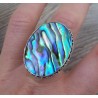 Zilveren ring met grote Abalone schelp bewerkte kop 18.5 mm