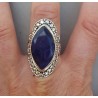 Zilveren ring gezet met marquise Saffier 18.5 mm