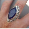 Zilveren ring gezet met marquise Saffier 18.5 mm
