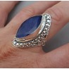 Zilveren ring gezet met marquise Saffier 18.5 mm