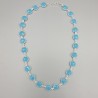 Zilveren ketting rond om gezet met ronde facet blauw Chalcedoon