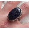 Zilveren ring met ovale blauwe Goudsteen bewerkte setting 18 mm.