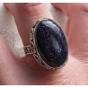 Zilveren ring met ovale blauwe Goudsteen bewerkte setting 18 mm.
