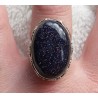 Zilveren ring met ovale blauwe Goudsteen bewerkte setting 18 mm.