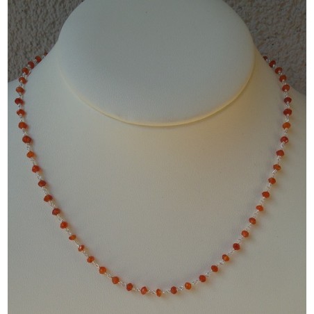 Zilveren ketting met facet geslepen Carneool rondelle