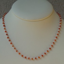 Zilveren ketting met facet geslepen Carneool rondelle