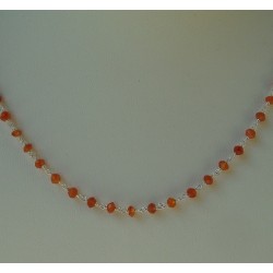 Zilveren ketting met facet geslepen Carneool rondelle
