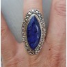 Zilveren ring gezet met marquise Saffier 18 mm