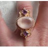 Vergulde zilveren ring gezet met Rozenkwarts en Amethist 17.3 mm