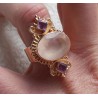 Vergulde zilveren ring gezet met Rozenkwarts en Amethist 17.3 mm