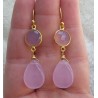 Vergulde oorbellen Chalcedoon briolet en facet Chalcedoon