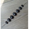 Zilveren armband gezet met ovale cabochon zwarte Onyxen