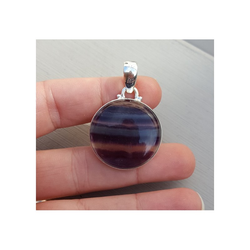 Zilveren hanger met ronde cabochon Fluoriet