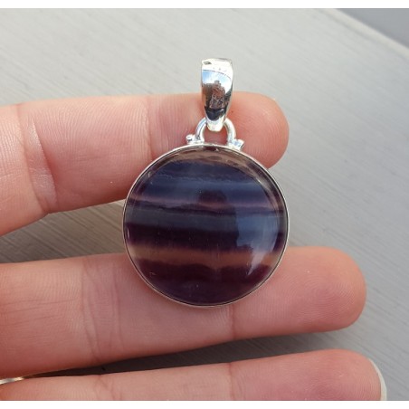 Zilveren hanger met ronde cabochon Fluoriet