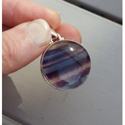 Zilveren hanger met ronde cabochon Fluoriet