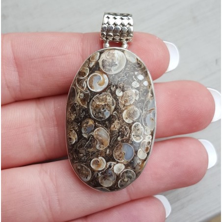 Zilveren hanger met ovale cabochon Turitella Agaat