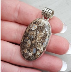 Zilveren hanger met ovale cabochon Turitella Agaat