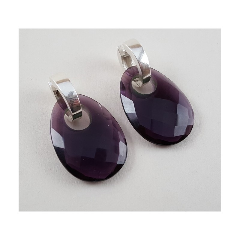 Zilveren ceolen met ovale hanger van Amethist quartz