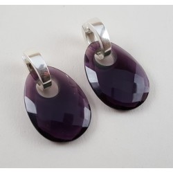 Zilveren ceolen met ovale hanger van Amethist quartz