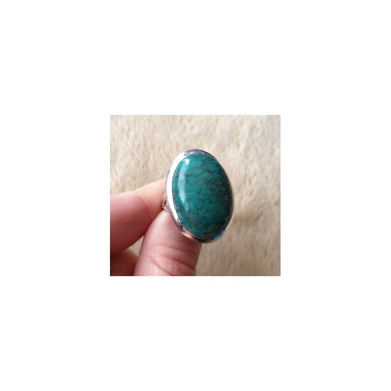 Zilveren edelsteen ring met Turkoois ring maat 17 mm.