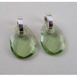 Zilveren ceolen met ovale hanger van groene Amethist quartz