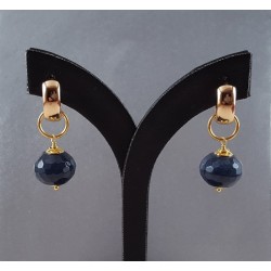 Vergulde creolen met Saffier blauwe Jade