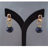 Vergulde creolen met Saffier blauwe Jade