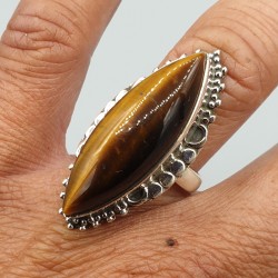 925 Sterling zilveren ring met marquise Tijgeroog maat 17.3 mm