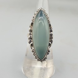 925 Sterling zilveren ring marquise aqua Chalcedoon 16.5 mm