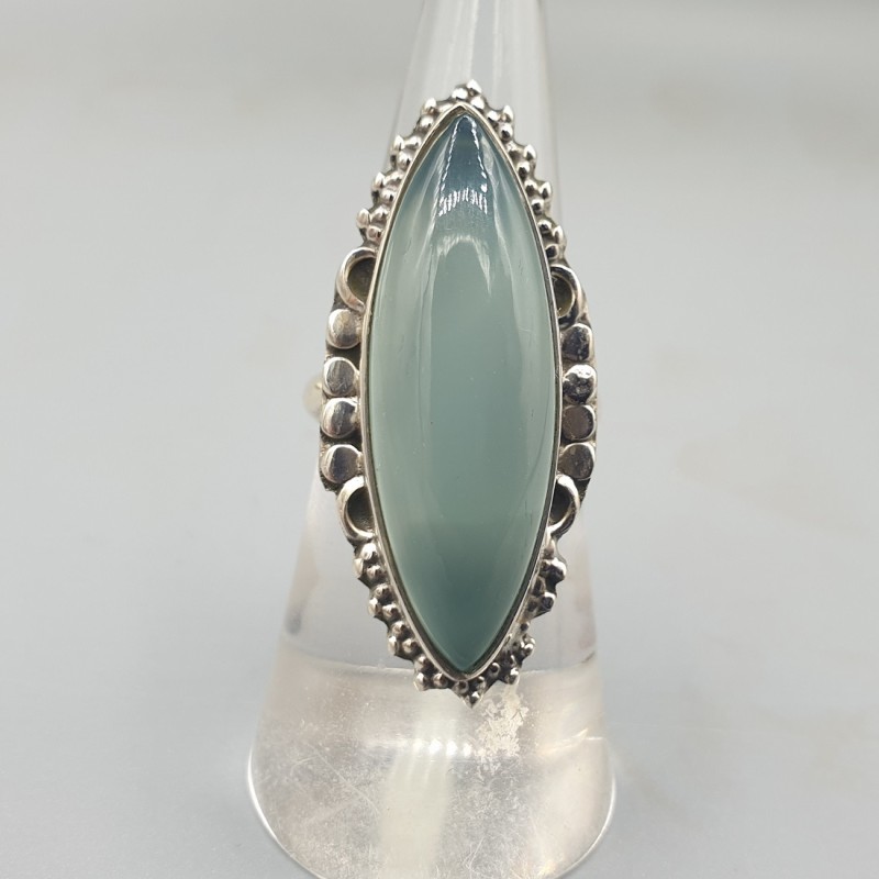 925 Sterling zilveren ring marquise aqua Chalcedoon 16.5 mm