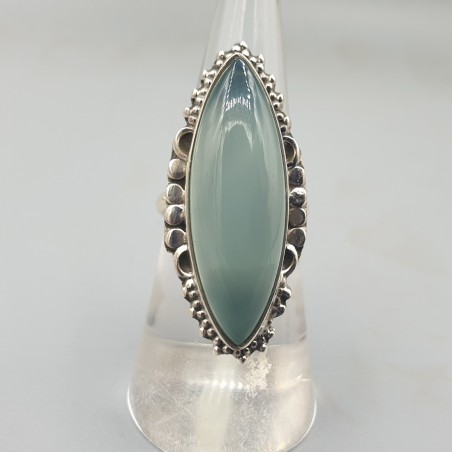 925 Sterling zilveren ring marquise aqua Chalcedoon 16.5 mm