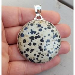 Zilveren hanger gezet met grote ronde Dalmatier Jaspis
