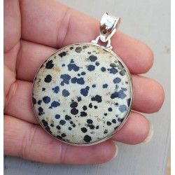 Zilveren hanger gezet met grote ronde Dalmatier Jaspis