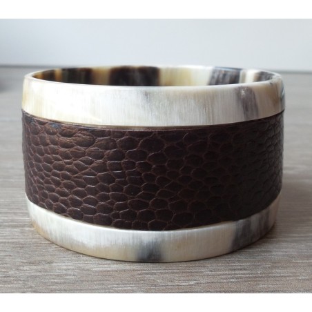 Armband van Buffelhoorn en leer