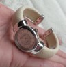 Zilveren horloge / armband van crème Roggenleer
