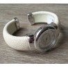 Zilveren horloge / armband van crème Roggenleer