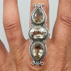 925 Sterling zilveren ring gezet met groene Amethist 19 mm