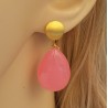 Vergulde oorbellen met roze Jade briolet