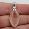 Zilveren hanger met marquise facet geslepen Rozenkwarts