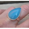 Zilveren ring met druppelvorm Chalcedoon ring maat 19 mm