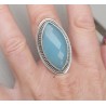 Zilveren ring gezet met marquise facet aqua Chalcedoon 17.3