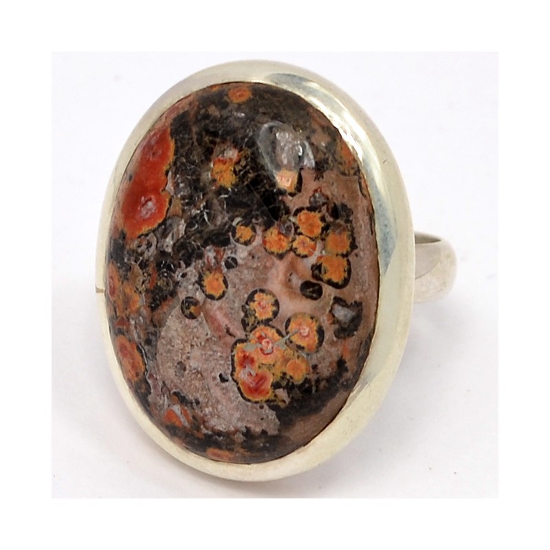 Zilveren edelsteen ring met Luipaard Jaspis ring maat 17 mm