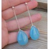 Zilveren oorbellen met blauwe Jade briolet