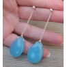 Zilveren oorbellen met blauwe Jade briolet