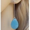 Zilveren oorbellen met blauwe Jade briolet