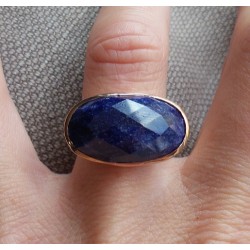 Vergulde ring met dwarsliggende ovale Saffier 16.5 mm