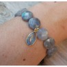 Armband met Labradoriet en vergulde blauwe Topaas Kwarts hanger