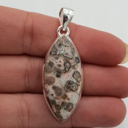 925 Sterling zilveren hanger met marquise Luipaard Jaspis