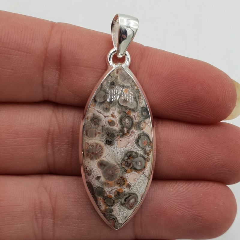 925 Sterling zilveren hanger met marquise Luipaard Jaspis